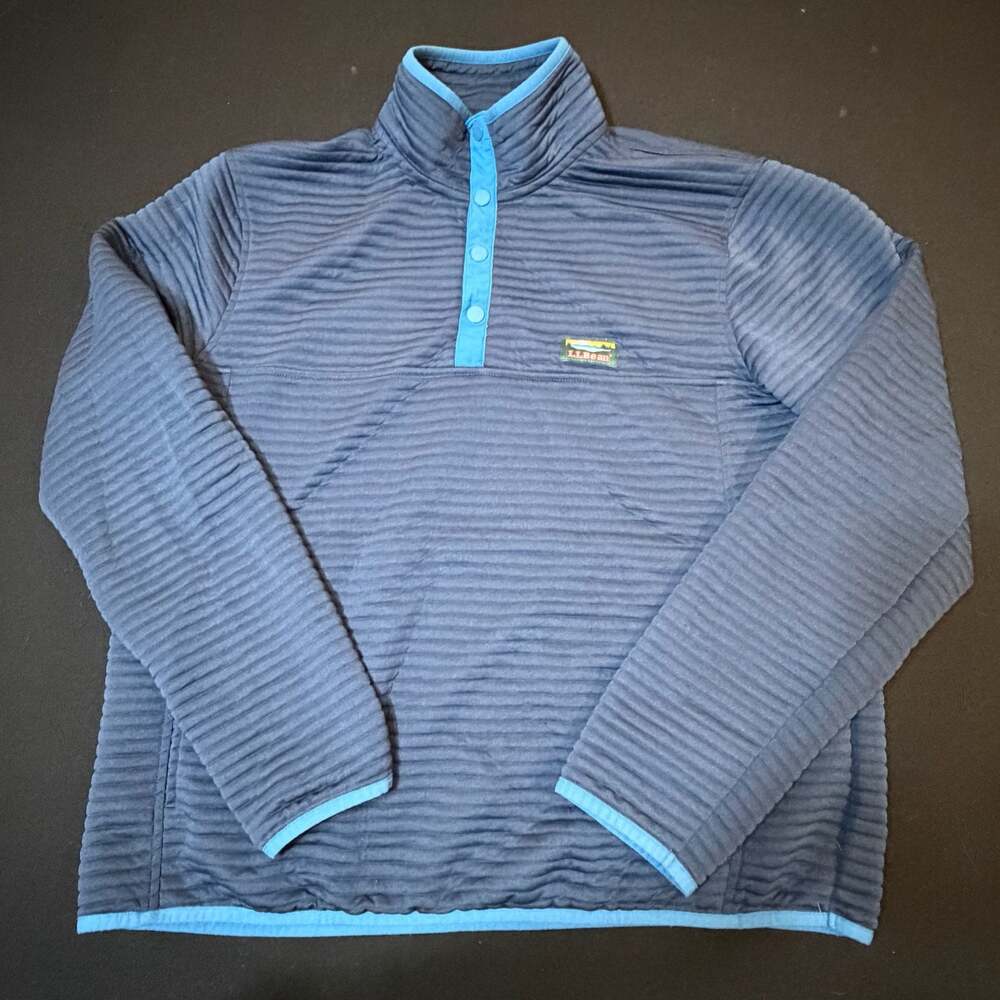 L.L.Bean Mountain Pile Fleece Snap-T Pullover Navy Blue